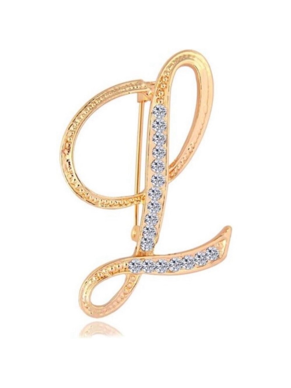 Letter L Brooch Pins Initial Rhinestone Brooch for Women Crafts Gold